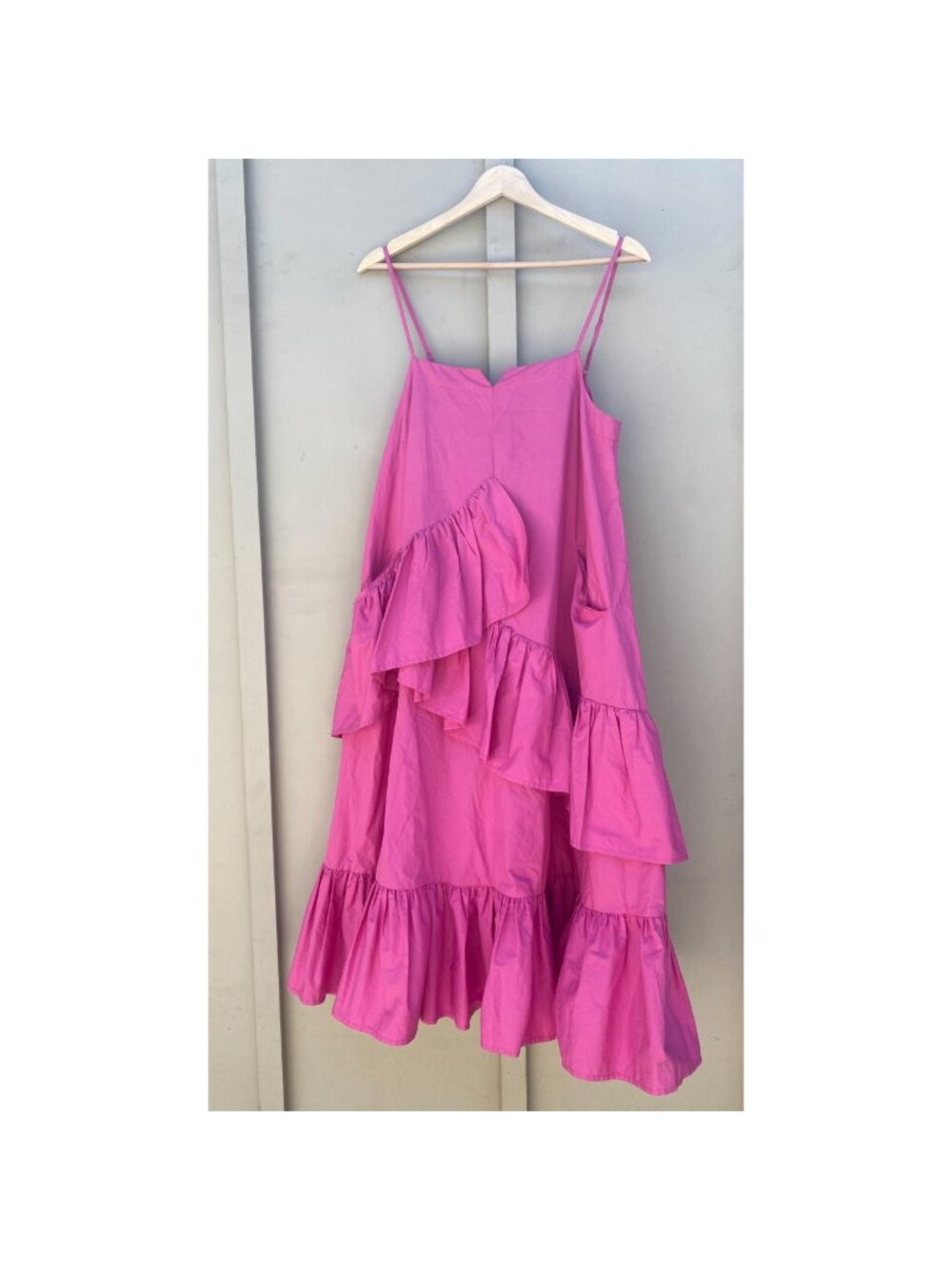 NWT Bitte Kai Rand Paper Polin Strap Dress Tiered Pink